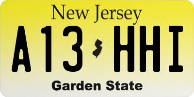 NJ license plate A13HHI
