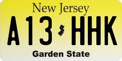 NJ license plate A13HHK