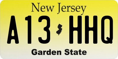 NJ license plate A13HHQ