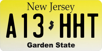 NJ license plate A13HHT