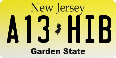 NJ license plate A13HIB
