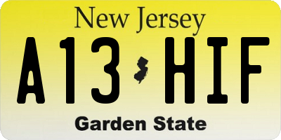 NJ license plate A13HIF