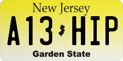 NJ license plate A13HIP