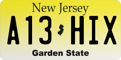 NJ license plate A13HIX