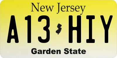NJ license plate A13HIY