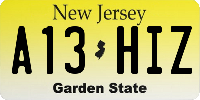 NJ license plate A13HIZ