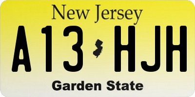 NJ license plate A13HJH