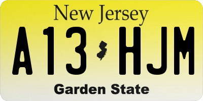 NJ license plate A13HJM