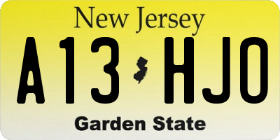 NJ license plate A13HJO