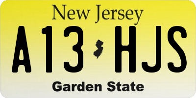 NJ license plate A13HJS