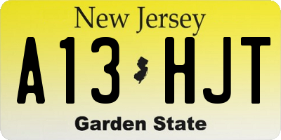 NJ license plate A13HJT