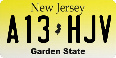 NJ license plate A13HJV