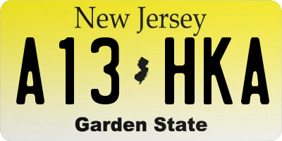 NJ license plate A13HKA