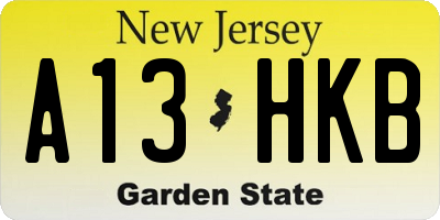 NJ license plate A13HKB