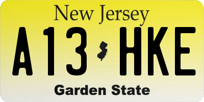 NJ license plate A13HKE