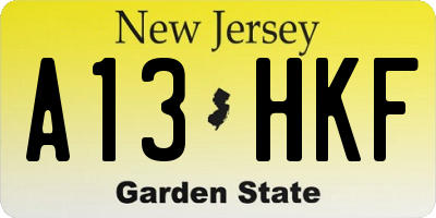 NJ license plate A13HKF