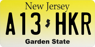 NJ license plate A13HKR