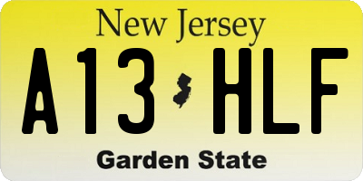 NJ license plate A13HLF