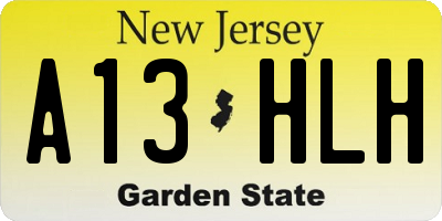 NJ license plate A13HLH