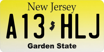 NJ license plate A13HLJ