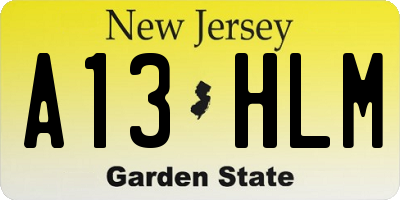 NJ license plate A13HLM