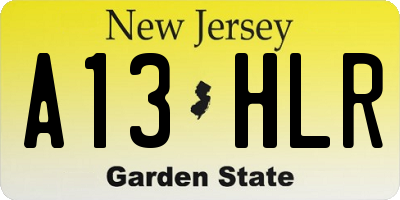 NJ license plate A13HLR