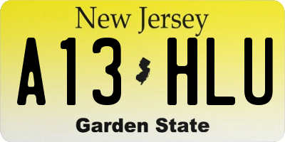 NJ license plate A13HLU