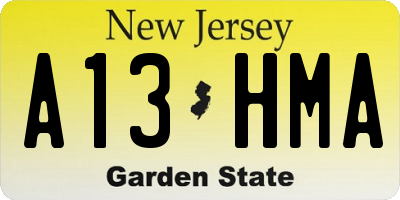 NJ license plate A13HMA
