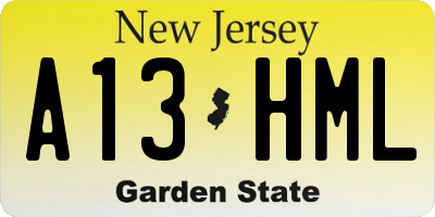 NJ license plate A13HML
