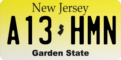 NJ license plate A13HMN