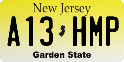 NJ license plate A13HMP
