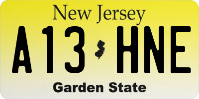 NJ license plate A13HNE