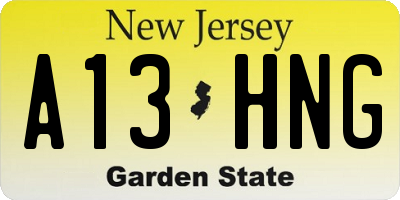 NJ license plate A13HNG