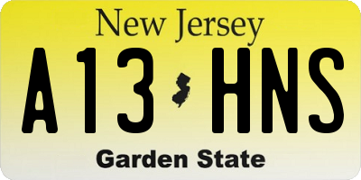 NJ license plate A13HNS