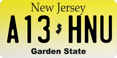 NJ license plate A13HNU