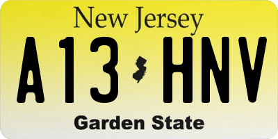 NJ license plate A13HNV