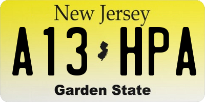 NJ license plate A13HPA