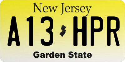 NJ license plate A13HPR