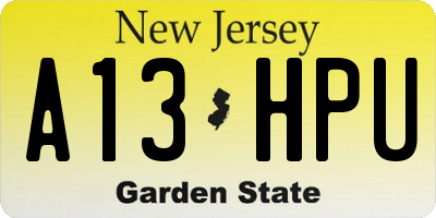 NJ license plate A13HPU