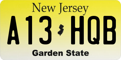 NJ license plate A13HQB