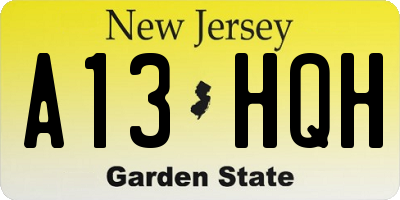 NJ license plate A13HQH