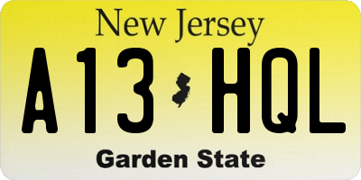 NJ license plate A13HQL