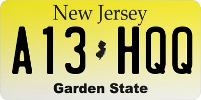 NJ license plate A13HQQ
