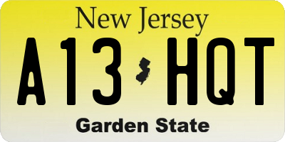 NJ license plate A13HQT