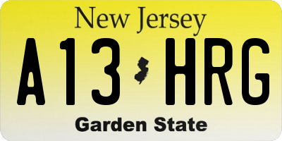 NJ license plate A13HRG