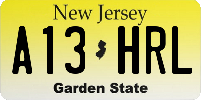 NJ license plate A13HRL