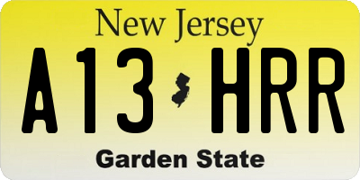 NJ license plate A13HRR