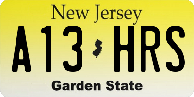 NJ license plate A13HRS