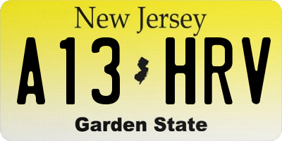 NJ license plate A13HRV