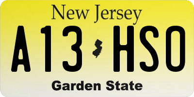 NJ license plate A13HSO